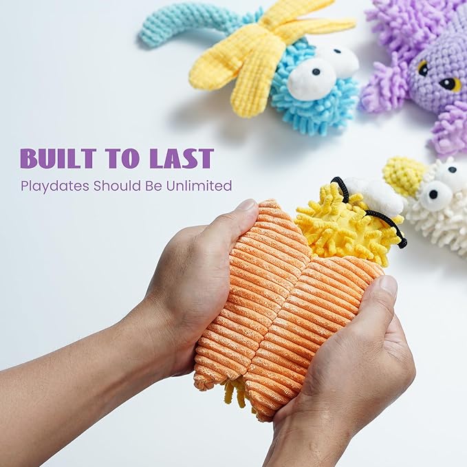 Nocciola Plush Squeaky Dog Toys, Cute Durable Stuffed Crinkle Puppy Pet Chew Toys for Large Medium Small Dogs - Duck