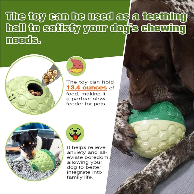 KADTC Treat Dispenser Roll Giggling Ball for All Breed Medium/Large Aggressive Chewers Food Dispensing Puzzle Toy Chew Teeth Balls Interactive Keep Them Busy Boredom Busters Puppy Enrichment Toys