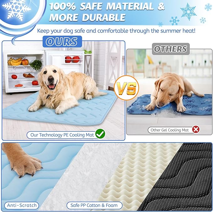 Dog Cooling Mat, Portable Dog Crate Pad, Washable Pad Bed, Indoor Outdoor Uses in Kennel, Bed, Sofa or Car, Providing a Cool and Comfortable Experience for Your pet During Summer (40"x28")