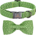 Lionheart glory St. Patrick's Day Dog Collar with Bowtie - Cute Lucky Clover Shamrock Dog Bow Collar, Soft Adjustable Collars Green Spring Trefoil Collars Bowtie for Medium Dogs