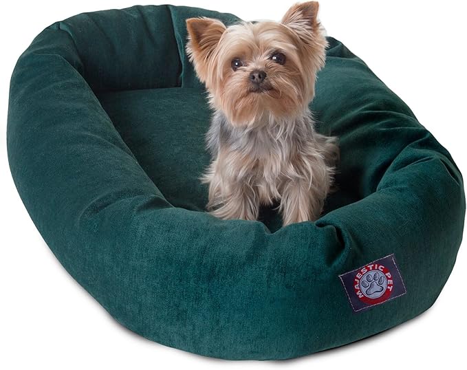Majestic Pet Storm 24" Micro Velvet Dog Bed, Soft Round Pet Bed with Spine Support, Water Resistant, Machine Washable, 24x19x7 (inch) - Small