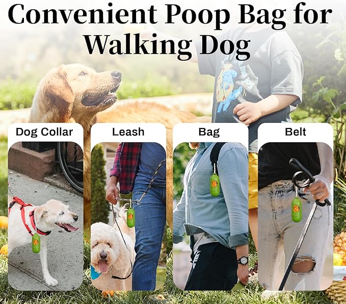 870 Counts Dog Poop Bags Rolls with Dispenser & Leash Clip, Scented Poop Bags for Dogs Waste, Extra Thick & Leak Proof for Poop Doggie Puppy Pet Waste, 9" x 13", Orange