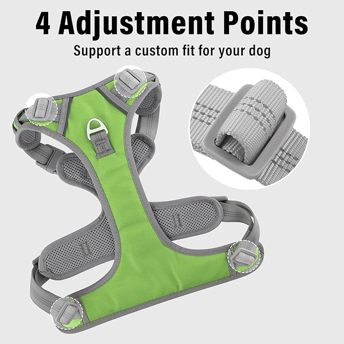 Plutus Pet No Pull Dog Harness, Release at Neck, Reflective Adjustable Dog Vest Harness, Easy Control Handle for Walking, for Small Medium Large Dogs, Green, L