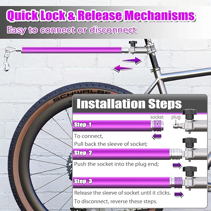 Hands-Free Bicycle Dog Leash for Medium & Large Dogs - 180° Rotating/Fixed Attachment, Shock-Absorbing Spring & Quick-Release Connector, Durable Cycling Leash for Safe, Smooth Rides with Pets (DBL-P)