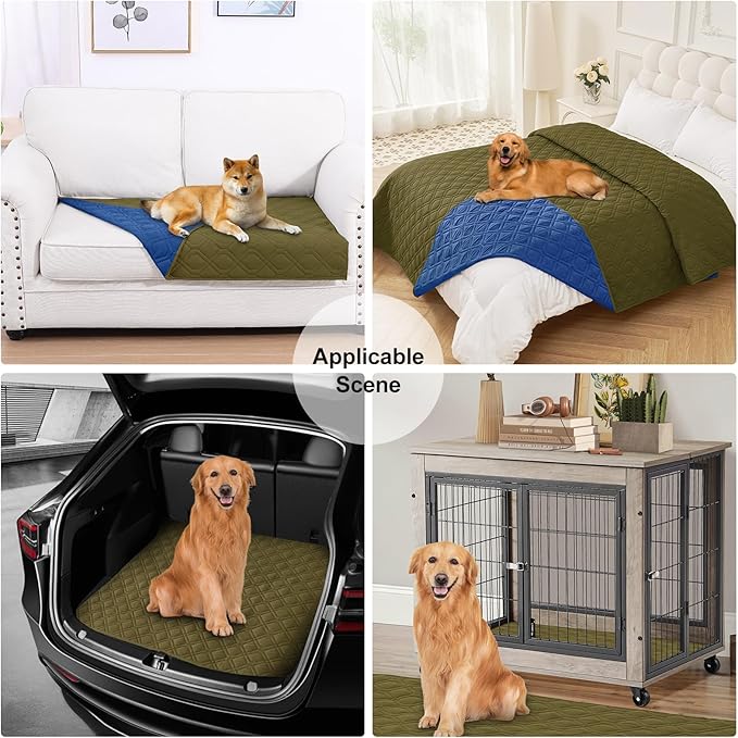 Smiry Reversible Waterproof Couch Covers for Sofa, Washable Dogs Pet Couch Covers for 3 Cushion Sofa Pet Friendly, Water Resistant Furniture Protector Slipcover, Geometric (52"x82", Green/Navy)