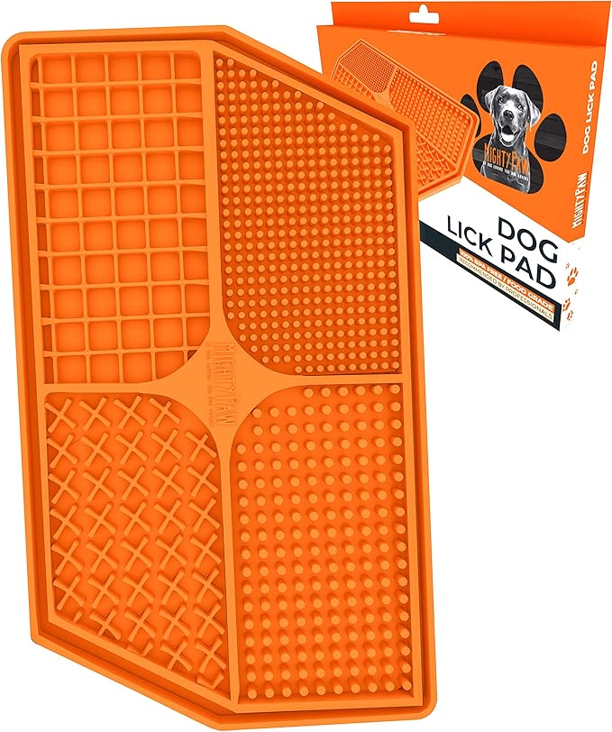 Mighty Paw Interactive Dog Lick Pad | Anxiety Relief, Dishwasher Safe, 4 Textures. Great for Dental Health. Dog Enrichment Toys for Medium Dogs, Lick Mat for Dogs Large Breed