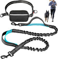 Hands Free Dog Leash with Waist Belt – No-Pull Bungee, Dual Padded Handles & Zipper Pouch for Running, Walking & Training – Adjustable Waist Leash for Large & Medium Dogs (Black)