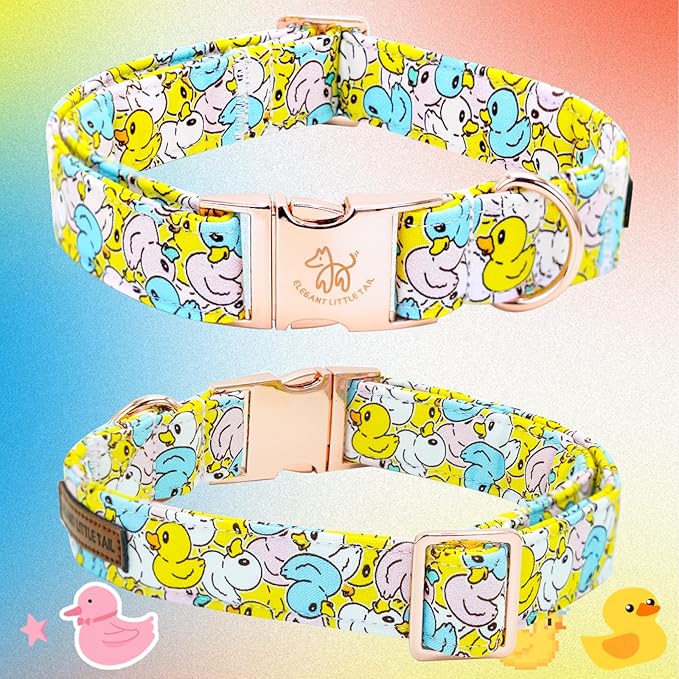 Elegant little tail Dog Collar- Cute Duck Dog Collar with Bow for Small Puppy, Female or Male Adjustable Cotton Summer Pet Bow Holiday Puppy Collar for Small Medium Large Dogs
