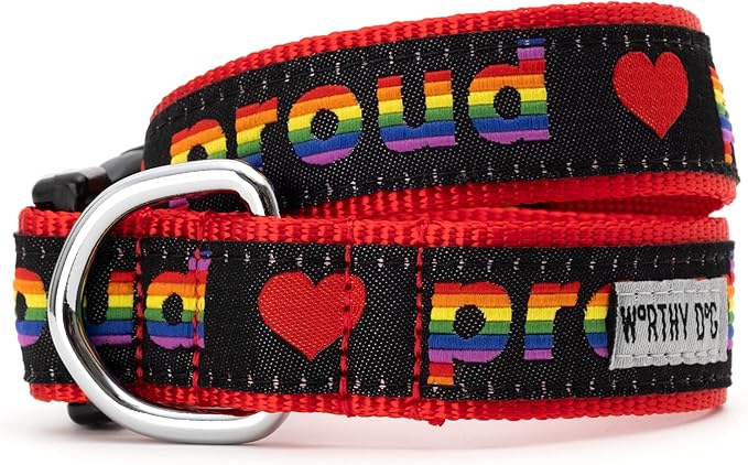 THE WORTHY DOG Collar for Large Dogs, Adjusts 18-24 inches, Durable Nylon Webbing, Quick Release Buckle, Proud Pattern, Black, X-Large