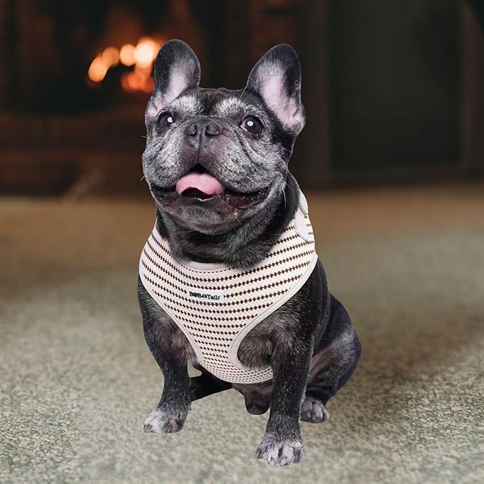 No Pull Dog Vest Harness for Small&Medium Dogs, Side Clip Adjustable Pet Vest, Soft Breathable, Fashion Dog Harnesses for Walking, Running, Shopping (Beige, L)