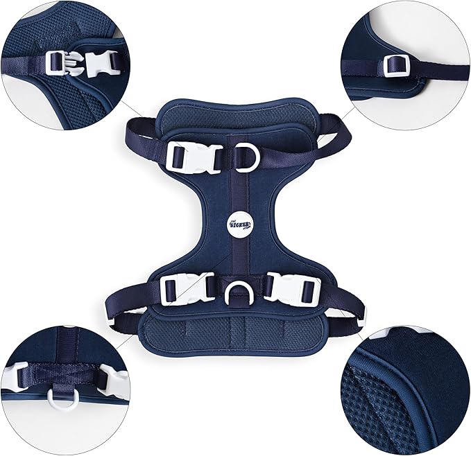 HNS1003J Arlo Large Adjustable Soft Padded No Pull Pet Harness with 3 Buckles and 3 Leash Clips, Highball