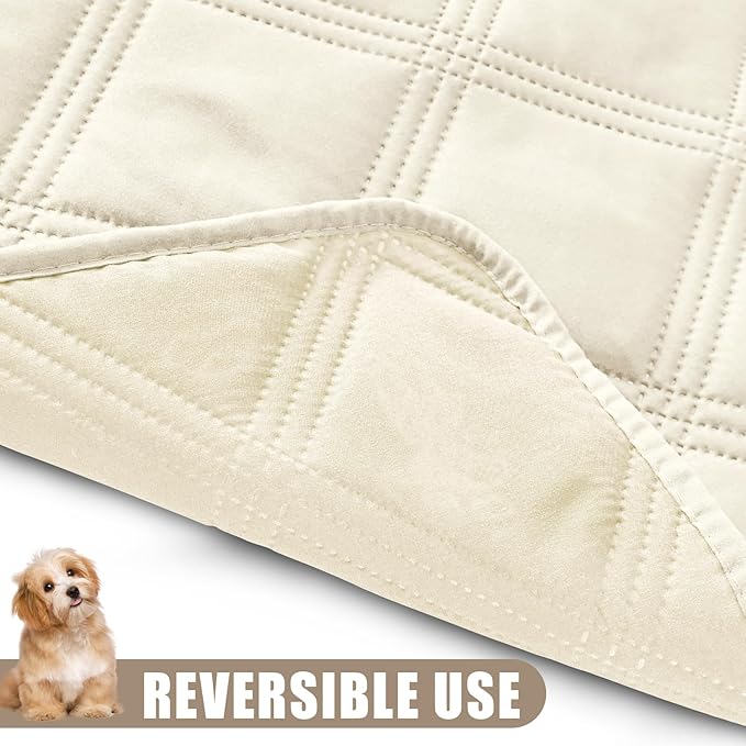 Smiry Waterproof Dog Bed Cover Blanket 40x50, Soft Reversible Pet Blanket, Washable Leakproof Cats Dogs Couch Cover for Sofa, Couch, Furniture, Beige/Beige