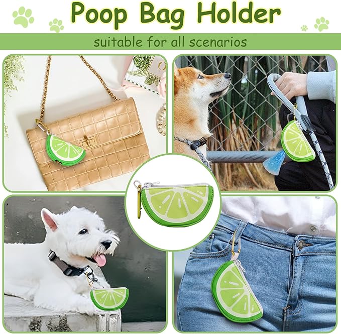 Lime Shape Dog Poop Bag Holder, Thin Lightweight Potty Bag Carrier Dispenser for Dog Walking, Lime Medium, Pet Outdoor Accessory