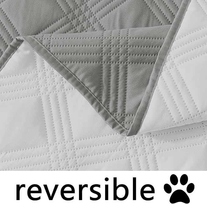 hyha Waterproof Dog Blanket, Reversible Pet Bed Blanket, Soft Sofa Couch Cover for Dogs Washable, Waterproof Pet Couch Covers for Sofa Puppy Cats Furniture Protector(82"x120", Grey/Light Grey)