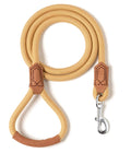 Mile High Life | Premium Leather Handle Dog Leash | Strong Rope Leash | Zinc Alloy Strong Clasp | Small Medium Large Dogs | 4/5/6 Feet(Yellow, 60 Inch (Pack of 1))