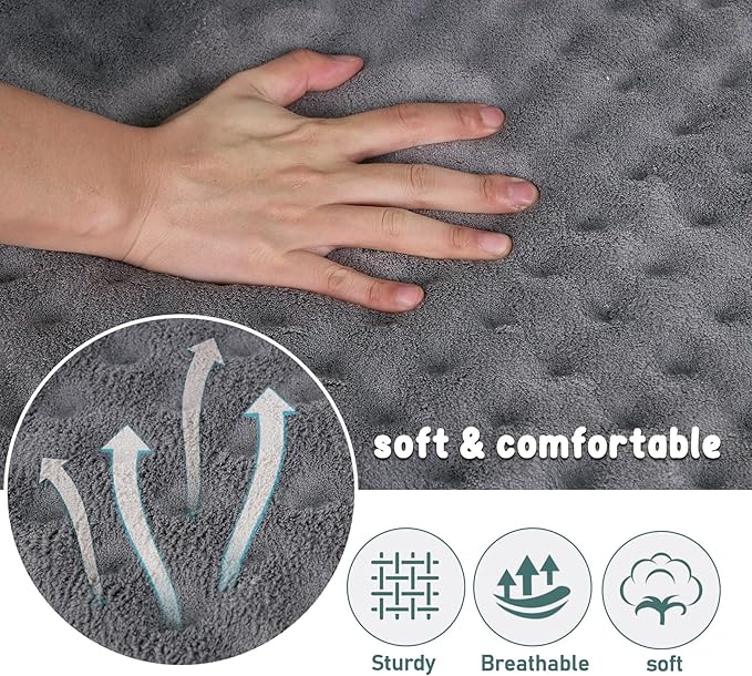 Gray Dog Crate Pad 48x30 inch Memory Foam Large Dog Kennel Bed Soft Flannel Washable Anti Slip Puppy Sleeping Mat,Grey