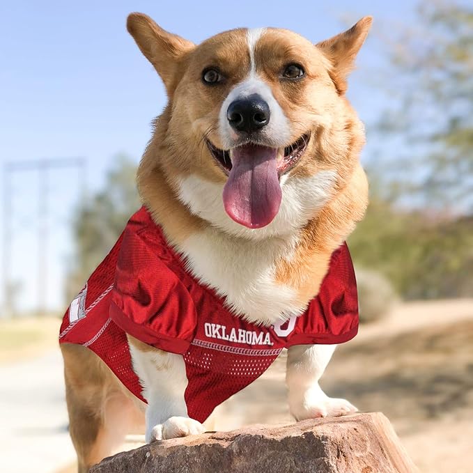 Pets First NCAA College Oklahoma Sooners Mesh Jersey for DOGS & CATS, XX-Large. Licensed Dog Jersey with your Favorite Football/Basketball College Team