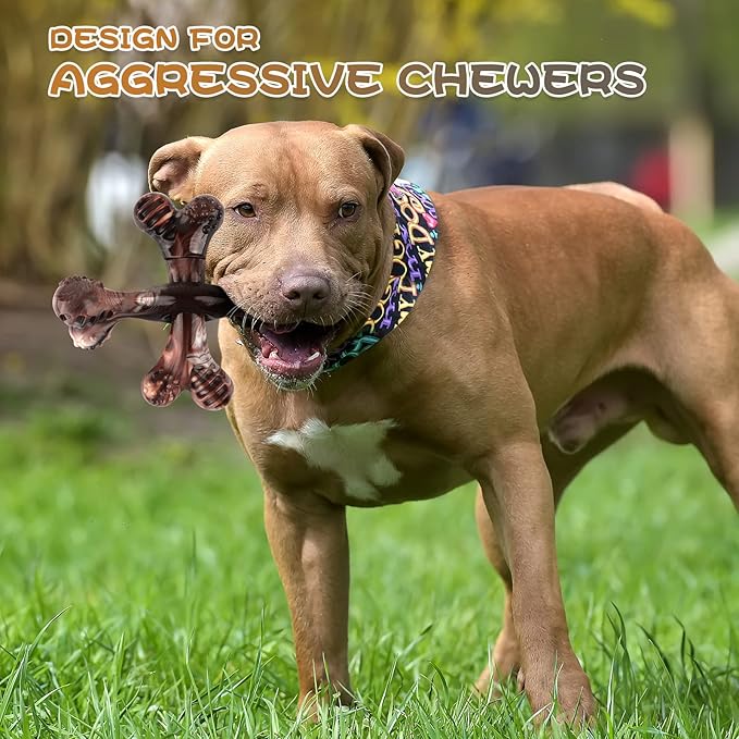 petizer Durable Dog Chew Toy for Aggressive Chewers, Almost Indestructible Nylon Bone, Tough Teeth Cleaning Toy, for Boredom and Stimulating, for Small Medium or Large Dogs