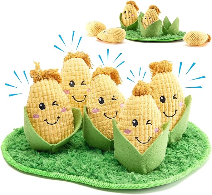 Dog Toys Plush with Squeaky & Treat Hiding Features - Mental Stimulation Enrichment Toy for Large Breed Dogs - Machine Washable Slow Feeder to Keep Dogs Busy，Corn Maze