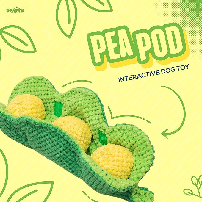 Pea Pod Interactive Dog Toy - Snuffle Nosework Stress Relief - Hide Treat Food Puzzle - Small Medium Dog - Durable Dog Gift Birthday