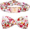 Elegant little tail Dog Collar, Pink Rose Print Pet Collar Summer Dog Collar Durable Metal Buckle Dog Collars Cotton Pet Adjustable Dog Collars for X-Small Dogs