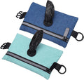 Dog Poop Bag Holder, Pet Waste Bag Dispenser Dog Treat Pouch with Zipper Oxford Cloth Portable Reusable Easy Cleanup(2Pcs, Navy Blue/Sky Blue), Intended for Outdoor/Travel/Walking