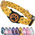 WhoseID Airtag Dog Collar,with Waterproof airtag Holder，Original Stylish Cute Pattern Design.QR Code ID Buckle，Comfortable Soft Cotton for Small Medium Large Dogs