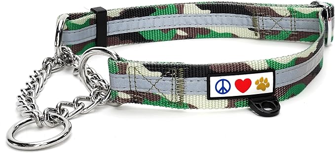 Pawtitas Camouflage Green Chain Martingale Dog Collar, Large