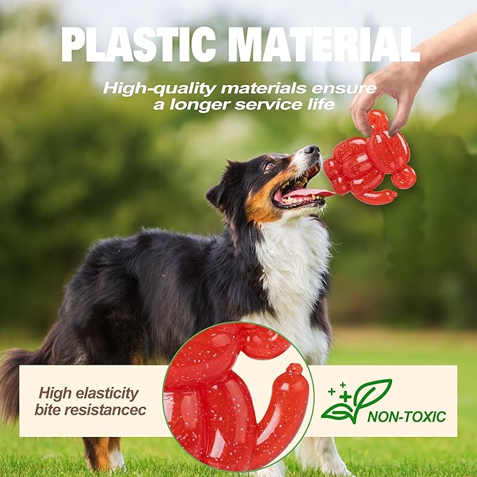 Monkey Dog Chew Toy, Indestructible Dog Rubber Toy for Medium & Large Dogs, Tough No Stuffing Puzzle Toy, Anxiety Relief & Dental Care, Interactive Cognitive Toy, 4.92inch (RED)