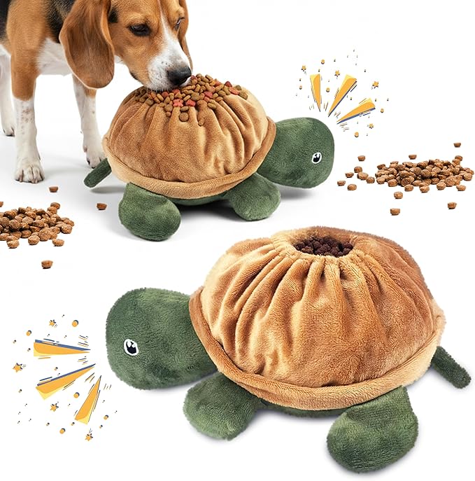 Pet Food Hiding Toys - Interactive Squeaky Snuffle Treat Dispensing Dog Puzzle Toys for Boredom and Stimulating, Durable Turtle Plush Enrichment Pet Supplies for Large Medium Small Breed