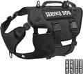 Escape Proof Dog Harness,Soft Padded Full Body Pet Harness,No Pull Tactical Working MOLLE Vest with 4 Pet Patches,Service Dog Vest Harness for Large Dogs Walking Hiking Training