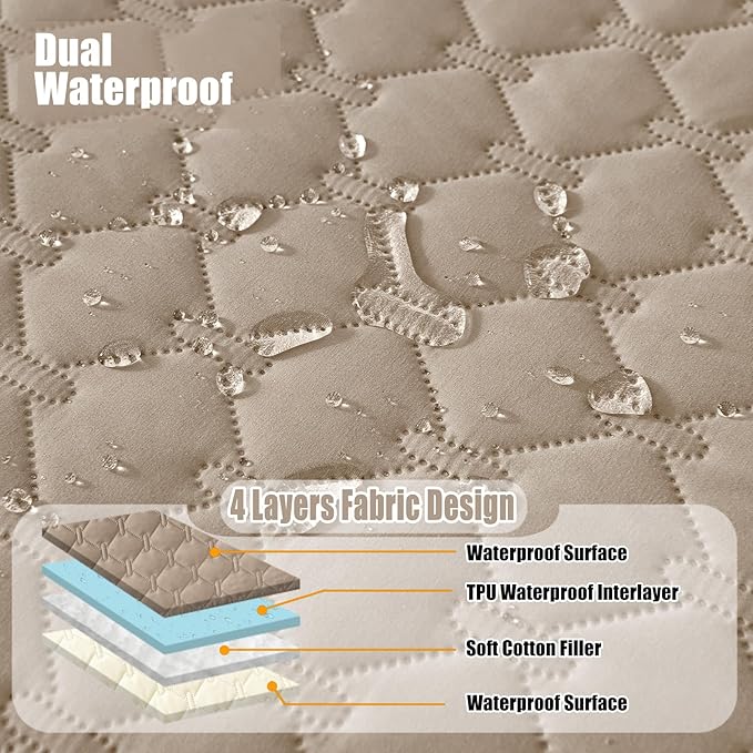 Smiry Waterproof Dog Bed Cover Blanket, Soft Reversible Pet Blanket, Washable Leakproof Cats Dogs Couch Cover for Sofa, Couch, Furniture (30x53 Inch, Taupe/Beige)