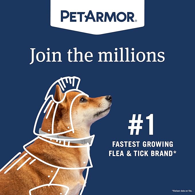 PetArmor Extend Flea & Tick Treatment & Prevention Collar for Large Dogs Above 18 lbs., 8 Months of Protection, Odorless & Non-Greasy, Waterproof, Kills Fleas, Ticks, and Flea Larvae, 2 Count