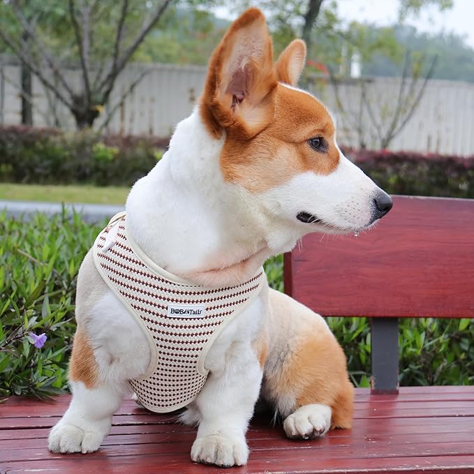 No Pull Dog Vest Harness for Small&Medium Dogs, Side Clip Adjustable Pet Vest, Soft Breathable, Fashion Dog Harnesses for Walking, Running, Shopping (Beige, XS)