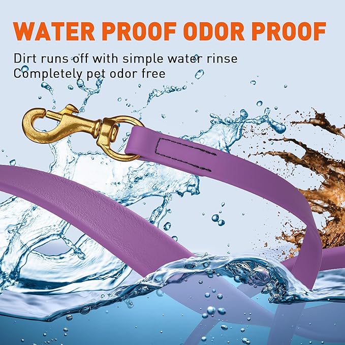 Viper K9 Biothane Working Dog Leash Waterproof Lead for Tracking Training Schutzhund Dog Sport & Search - Odor-Proof Long Line with Solid Brass Snap for Puppy Medium Large 5/8" x 15ft Amethyst Purple