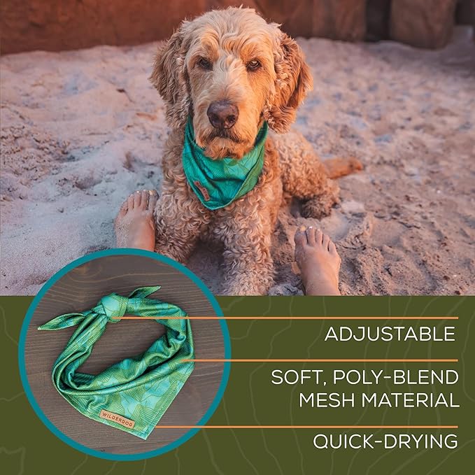 Wilderdog Dog Bandana with Lightweight Quick Drying Poly-Blend Mesh Material in Juniper