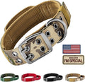 Annchwool Tactical Dog Collar for Medium and Large Dog,Adjustable Military Dog Collar with Soft Padded Handle,Heavy Duty Double Buckle Design(Green Camo,M)