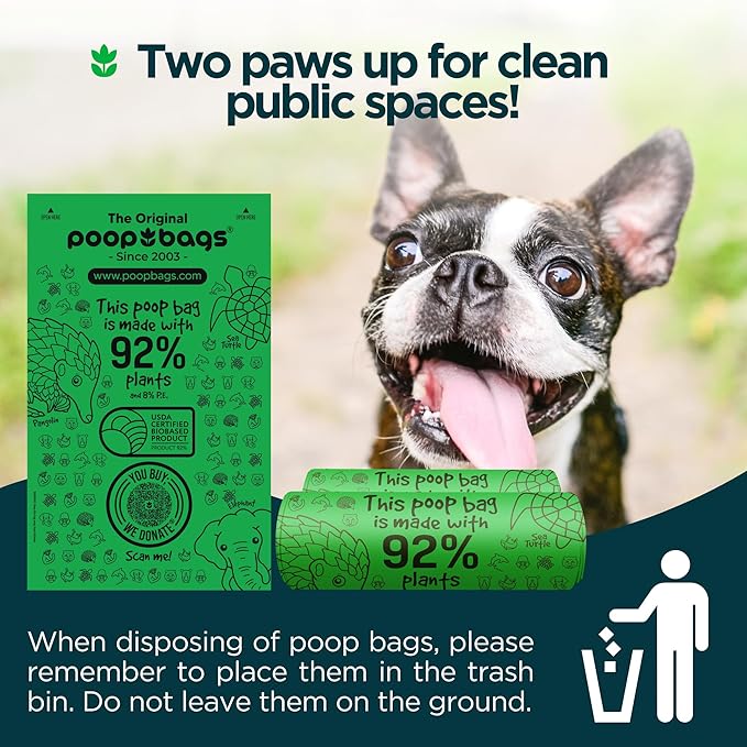 The Original Poop Bags® 92% Plant-Based Dog Waste Bags, USDA Certified Biobased, Extra-Large & Leak-Proof, Single Bulk Roll (200 Count (Pack of 1))