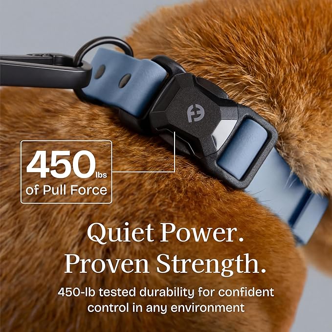 2026 New Edition, Fei & Eve PVC MagEase Dog Collar - Patented Magnetic Buckles | Fur-Safe | 450LB Escape-Proof | Adjustable Fit | Small (Dusk Blue)