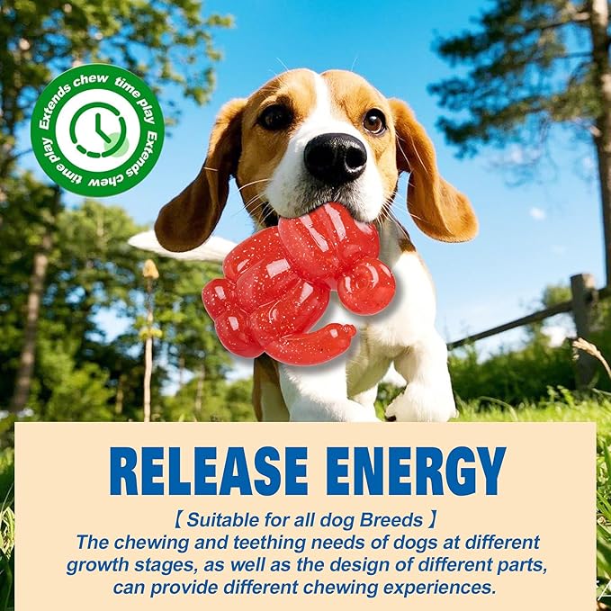Monkey Dog Chew Toy, Indestructible Dog Rubber Toy for Medium & Large Dogs, Tough No Stuffing Puzzle Toy, Anxiety Relief & Dental Care, Interactive Cognitive Toy, 4.92inch (RED)