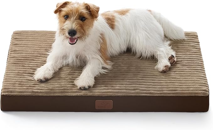 Bedsure ComfyFleece Dog Bed Medium Size Dog - Orthopedic Pet Beds with Removable Washable Cover, NOT Waterproof Egg Crate Foam Puppy Mat, Suitable for Pet Up to 35 lbs, 29"x18"x2.8", NOT for Chewers