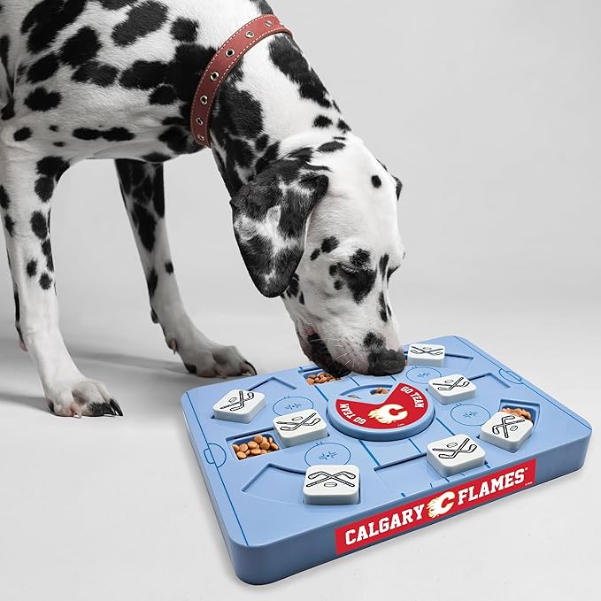 Pets First NHL Calgary Flames Large Puzzle Toy, New Size, Interactive Dog Treat & Slow Feeding Toy