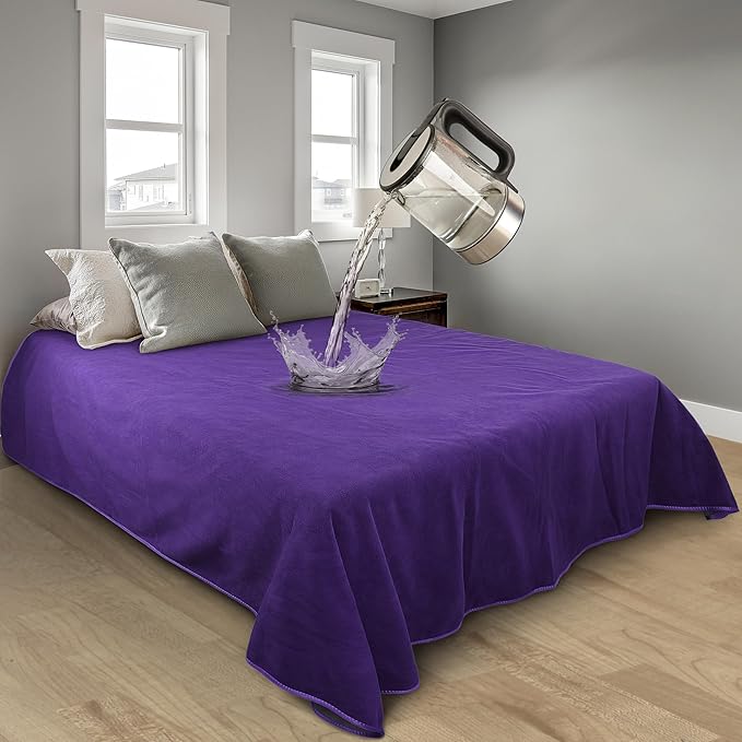 Catalonia Waterproof Blanket for Bed, Reversible Fleece Bed Sofa Cover, Washable Liquid Proof Furniture Protector