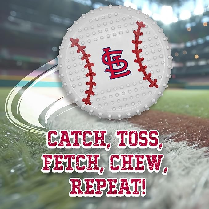 Pets First MLB St Louis Cardinals Mega-chew Hard-Nylon Bacon-Flavored Baseball Chew Toy, Indestructible Dog and Cat Chewy Toy, Tug, Fetch Toy, Sporty Fun Toy for Dogs