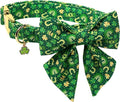 DOGWONG St. Patrick's Day Dog Collar with Sailor Bow Tie- Lucky Shamrock Bowtie Collar for Girl Boy Dog, Trefoil Dogs Collars Durable Adjustable, S