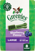 Greenies Dog Treats, Veterinarian-Recommended Natural Dental Dog Treats, Large Size, Blueberry Flavor, 12 oz. Pack, 8 Count
