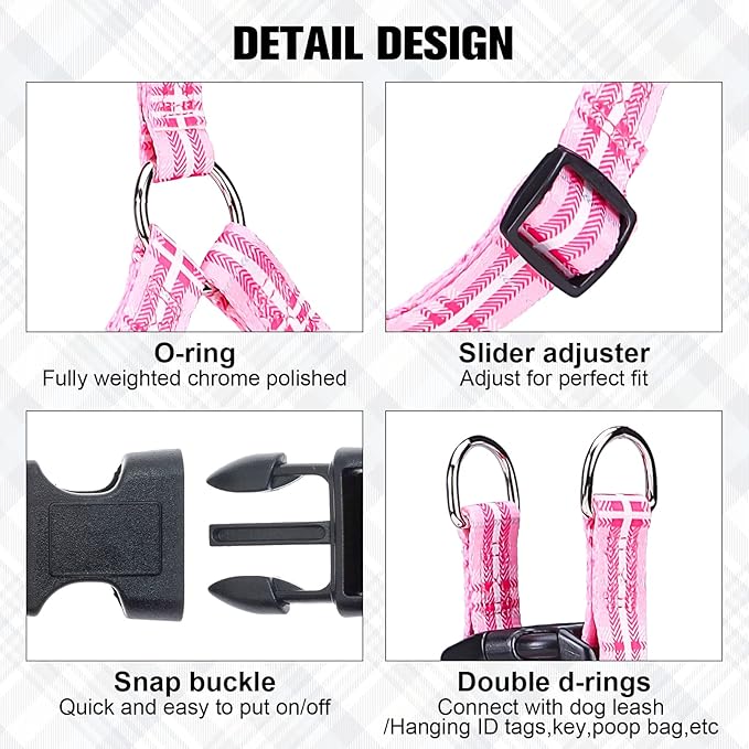 BEAUTYZOO No Pull Small Dog Harness and Leash Set, No Chock Puppy Step in Vest Harness Nylon Lightweight Neck&Chest Adjustable for Dogs Girls and Boy, Pet Harness for Small Medium Dogs
