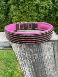 Leaders Leather Dog Collar with Customized Name Plate (Pink/Brown Extra Large (21"-26"))