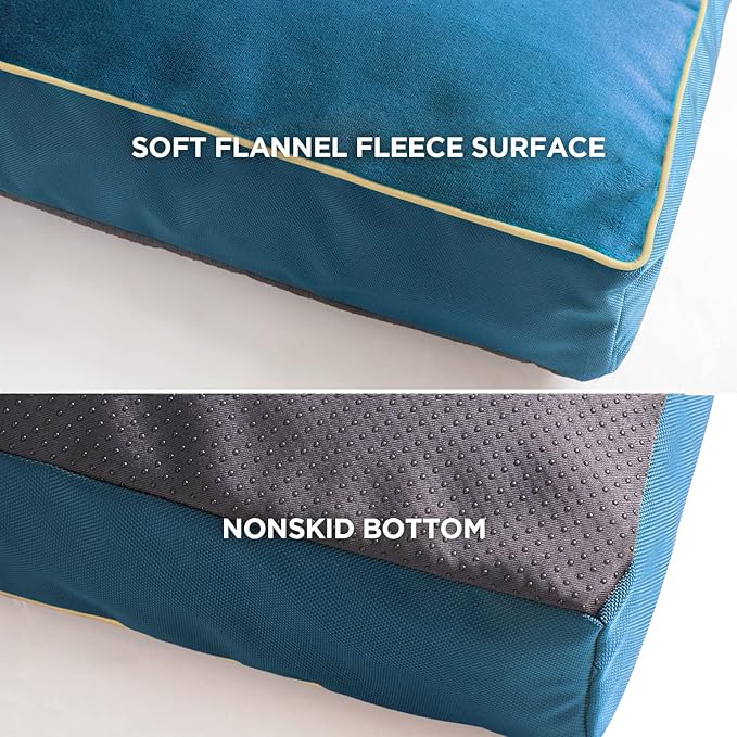 Bedsure Washable Dog Bed Medium Size Dog - 3 Inch Thicken Up to 45lbs Pet Mat Pillows with Removable Washable Cover, Blue