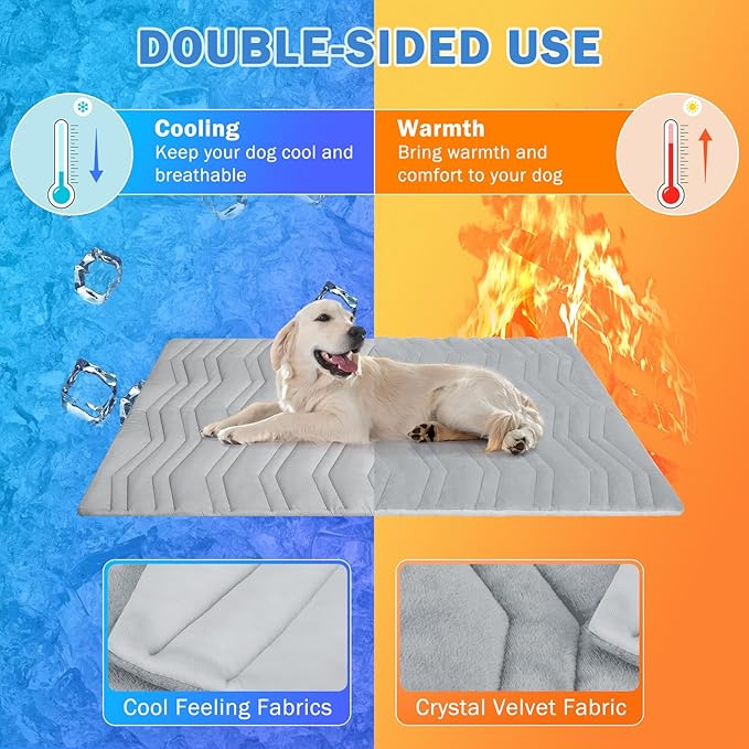 SCENEREAL Dog Cooling Mat for Crate, 36"x23" Self-Cooling Dog Pad Reversible (Cool & Warm), Pet Cool Mat for Small Medium Dogs, Kennel Sofa Mats, Durable Non-Toxic Gel, Machine Washable